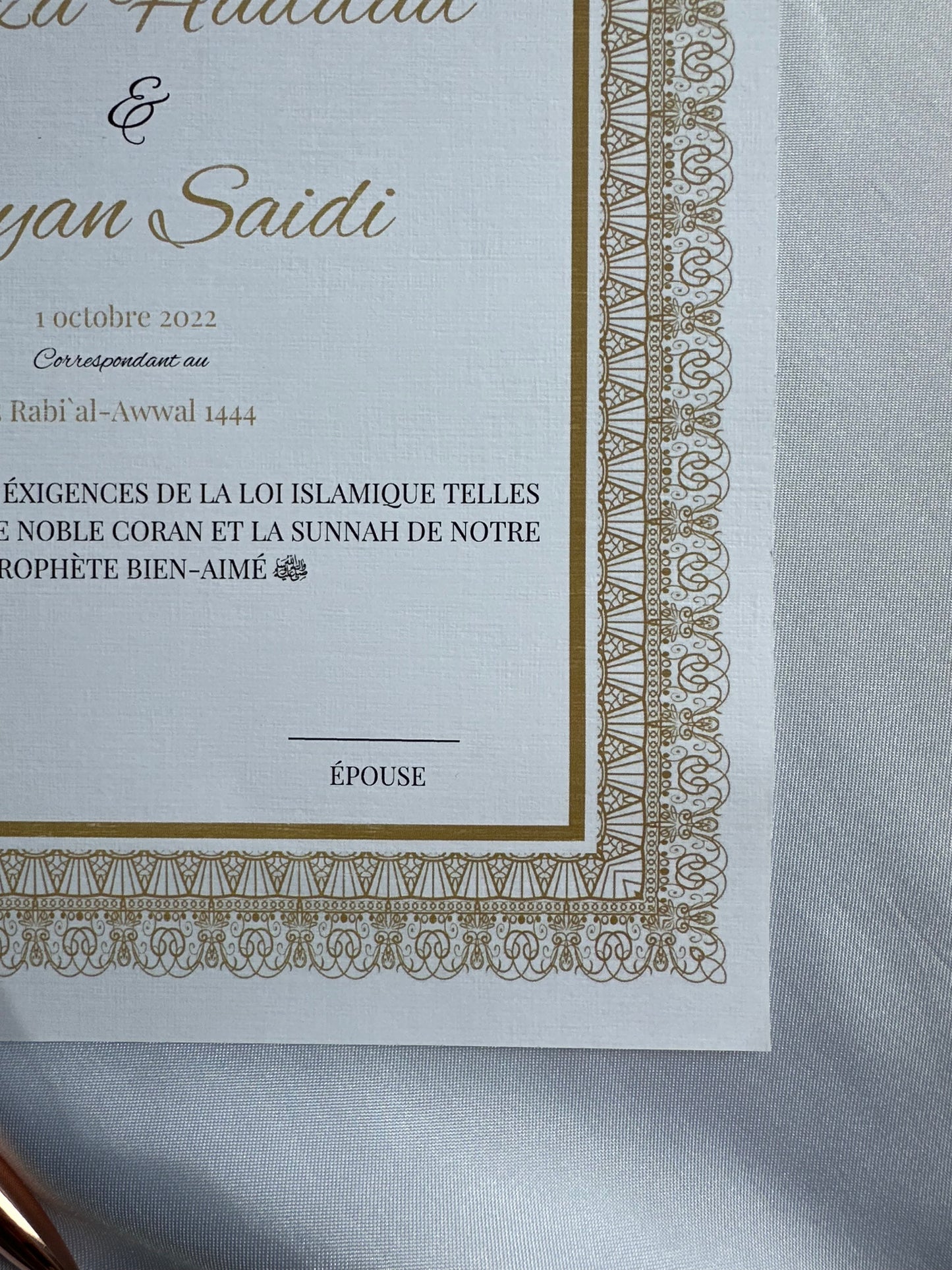 Certificat de mariage - Luxury Gold