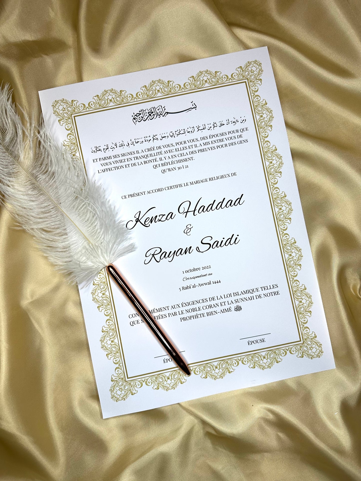 Certificat de mariage - Gold
