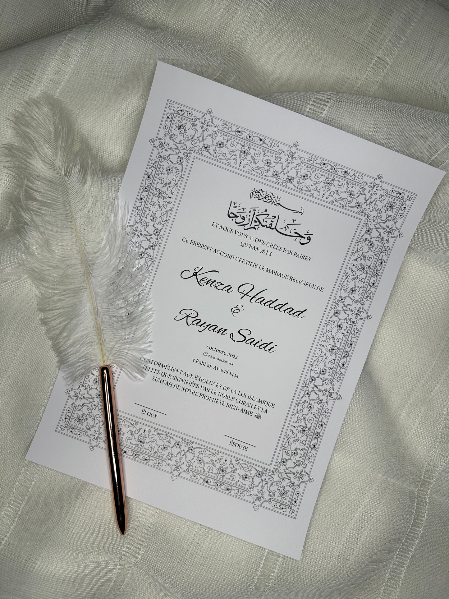 Certificat de mariage - White