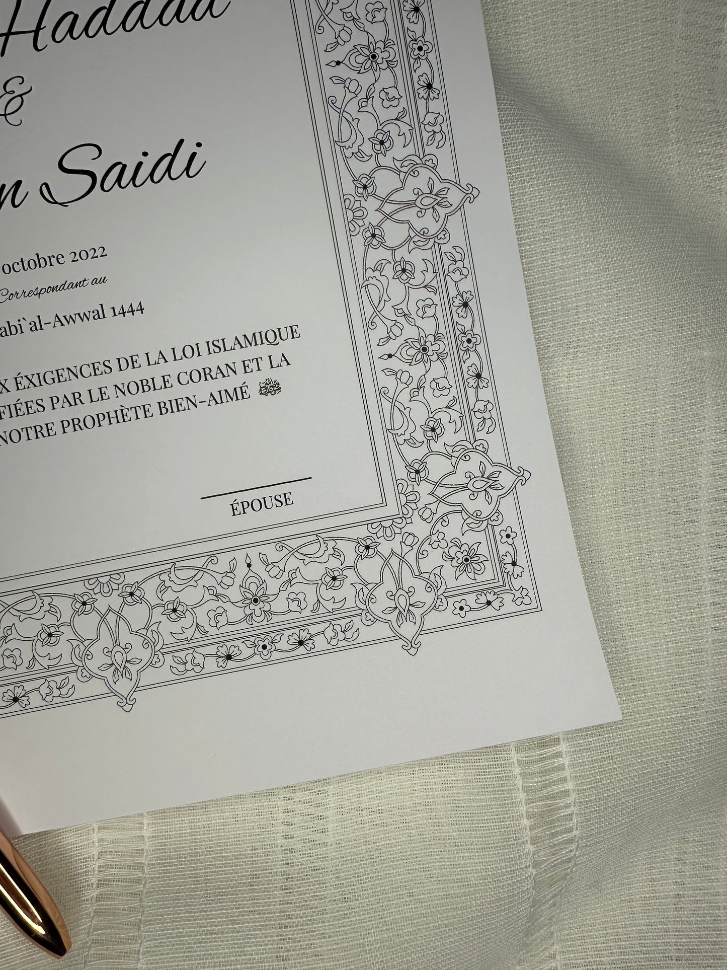 Certificat de mariage - White